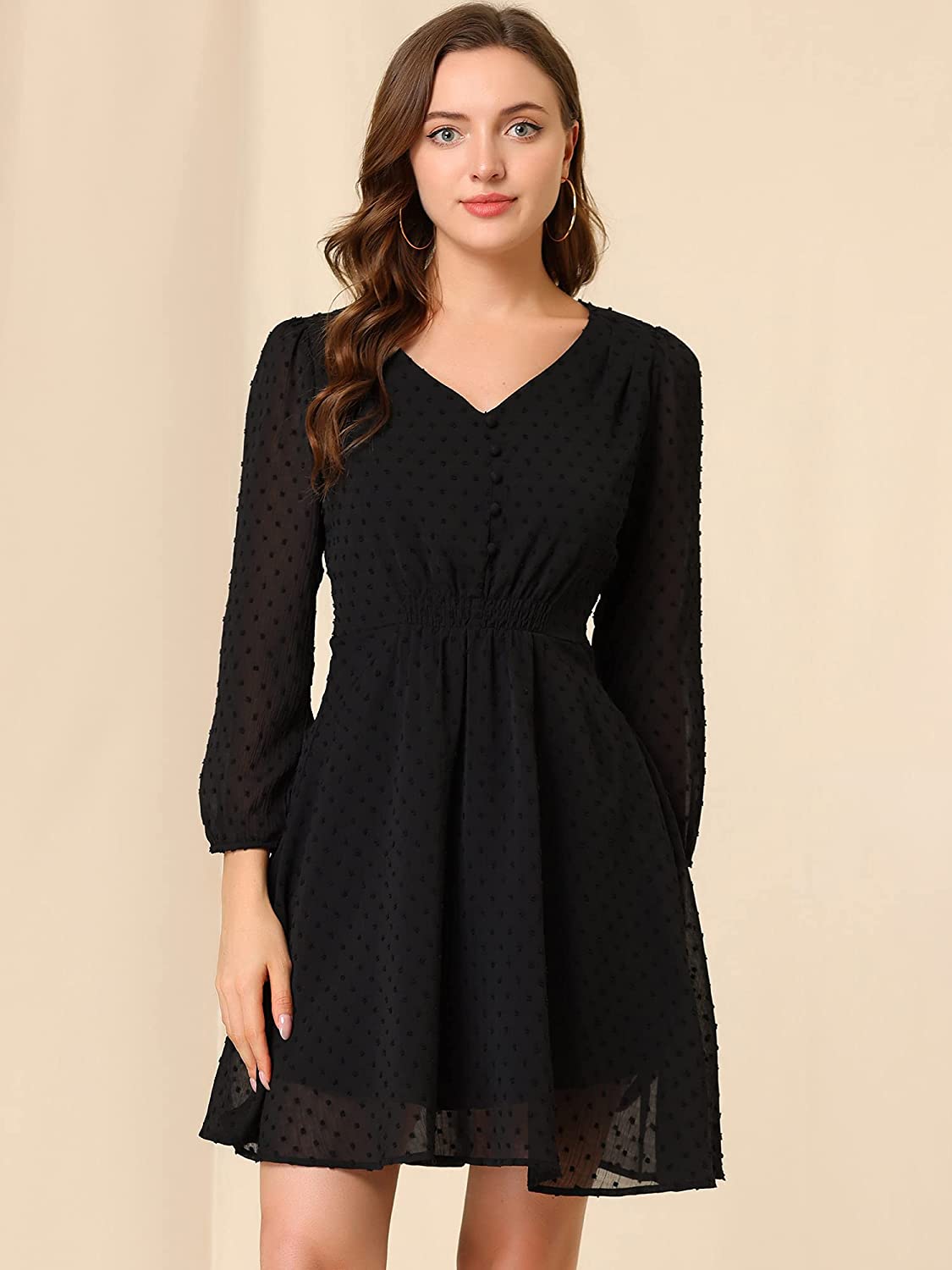 Gorgeous Black Fit & Flare V-Neck Georgette Dress – The Musk In