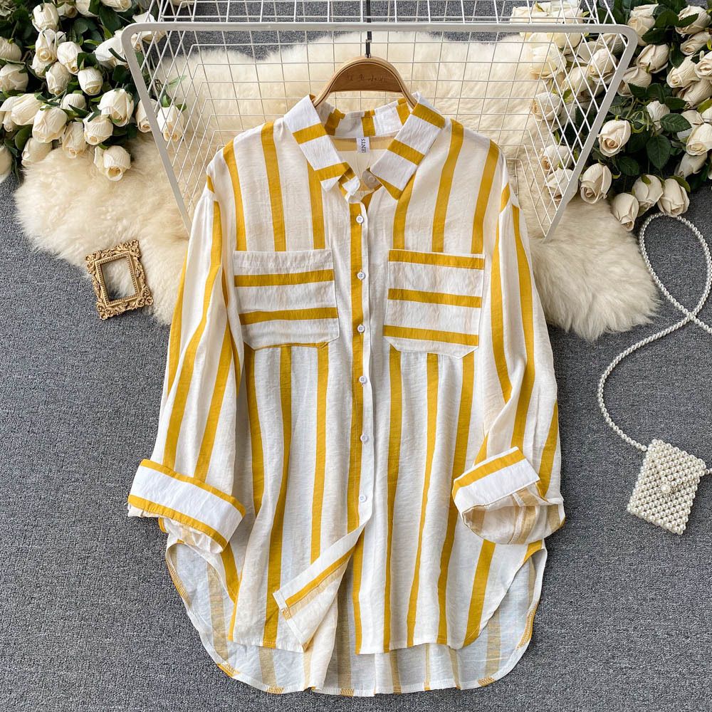 Cotton Comfort fit Double Pocket Mel Striped Shirt