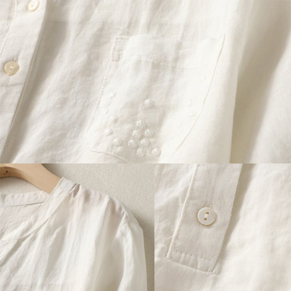 Pure Cotton  With Pocket Embroidered Casual Wear Top