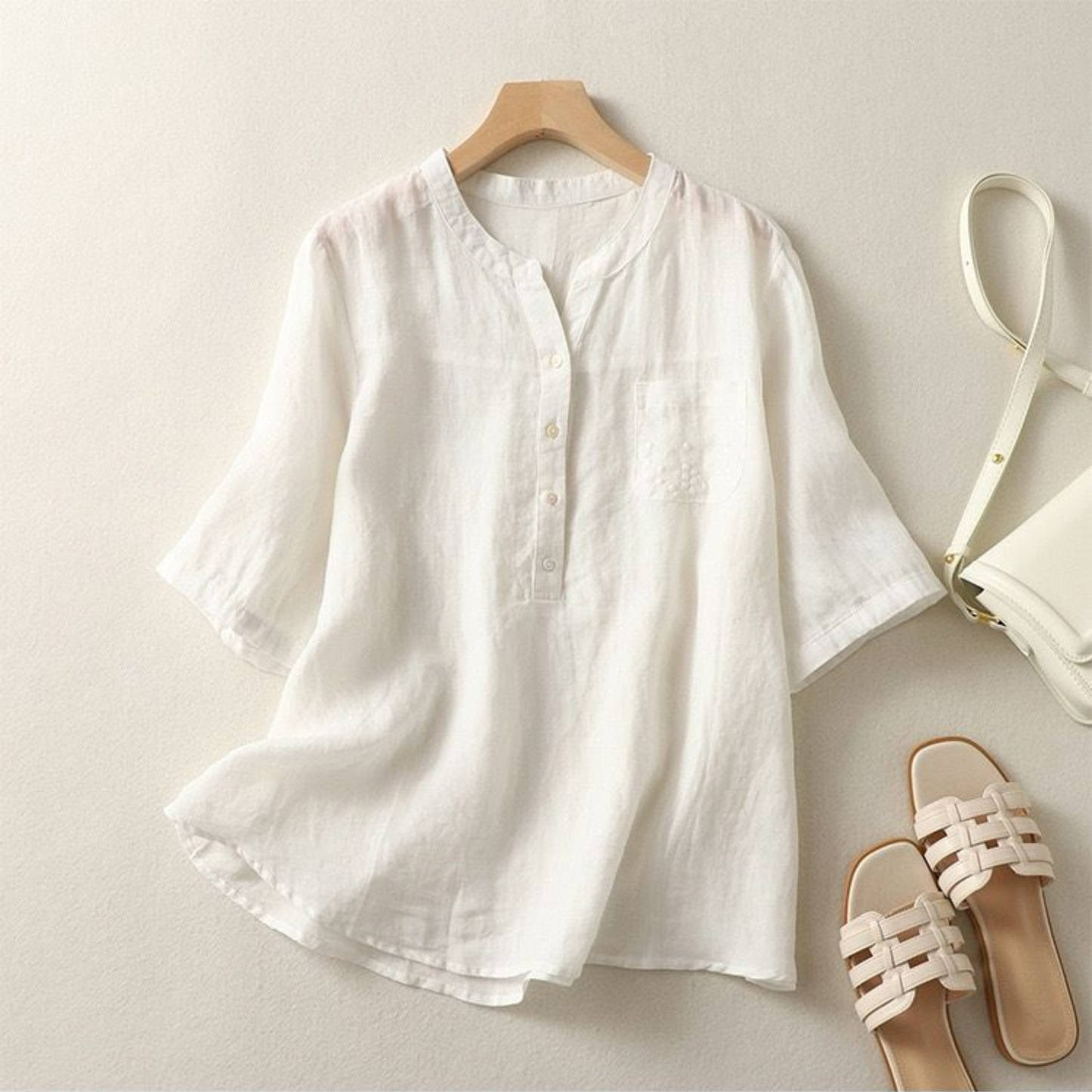 Pure Cotton  With Pocket Embroidered Casual Wear Top