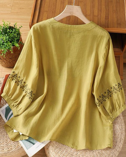 Pure Cotton Embroidered Round Neck Top