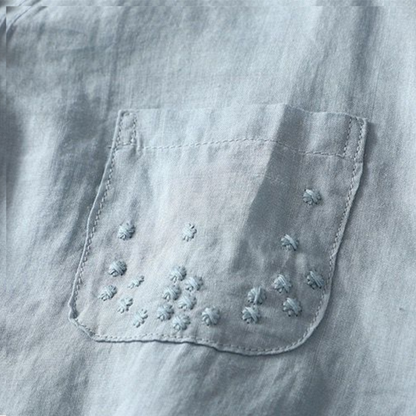 Pure Cotton  With Pocket Embroidered Casual Wear Top