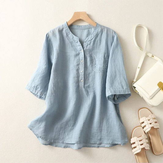 Pure Cotton  With Pocket Embroidered Casual Wear Top