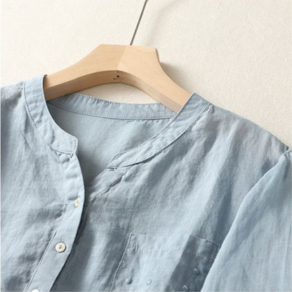 Pure Cotton  With Pocket Embroidered Casual Wear Top