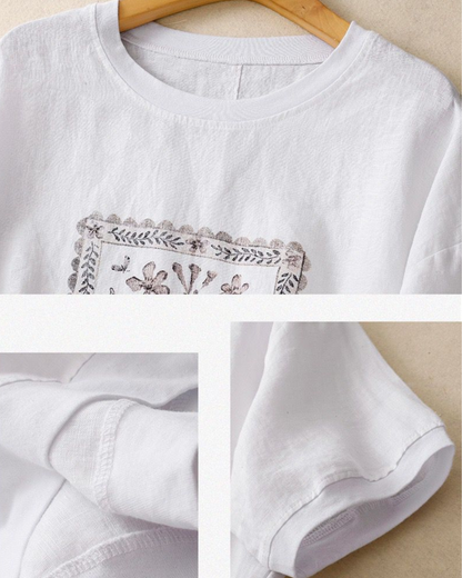 Pure Cotton Round Neck Printed Top T-Shirt