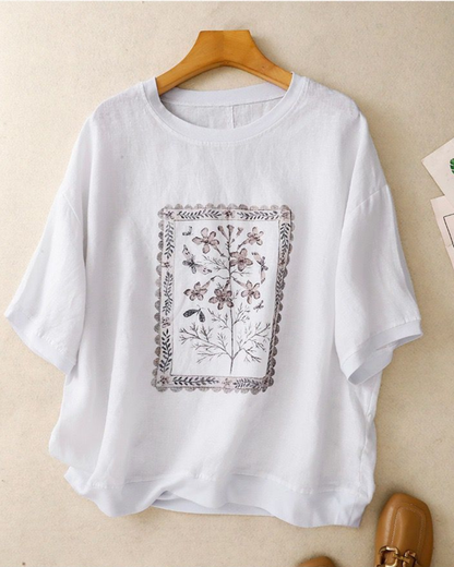 Pure Cotton Round Neck Printed Top T-Shirt
