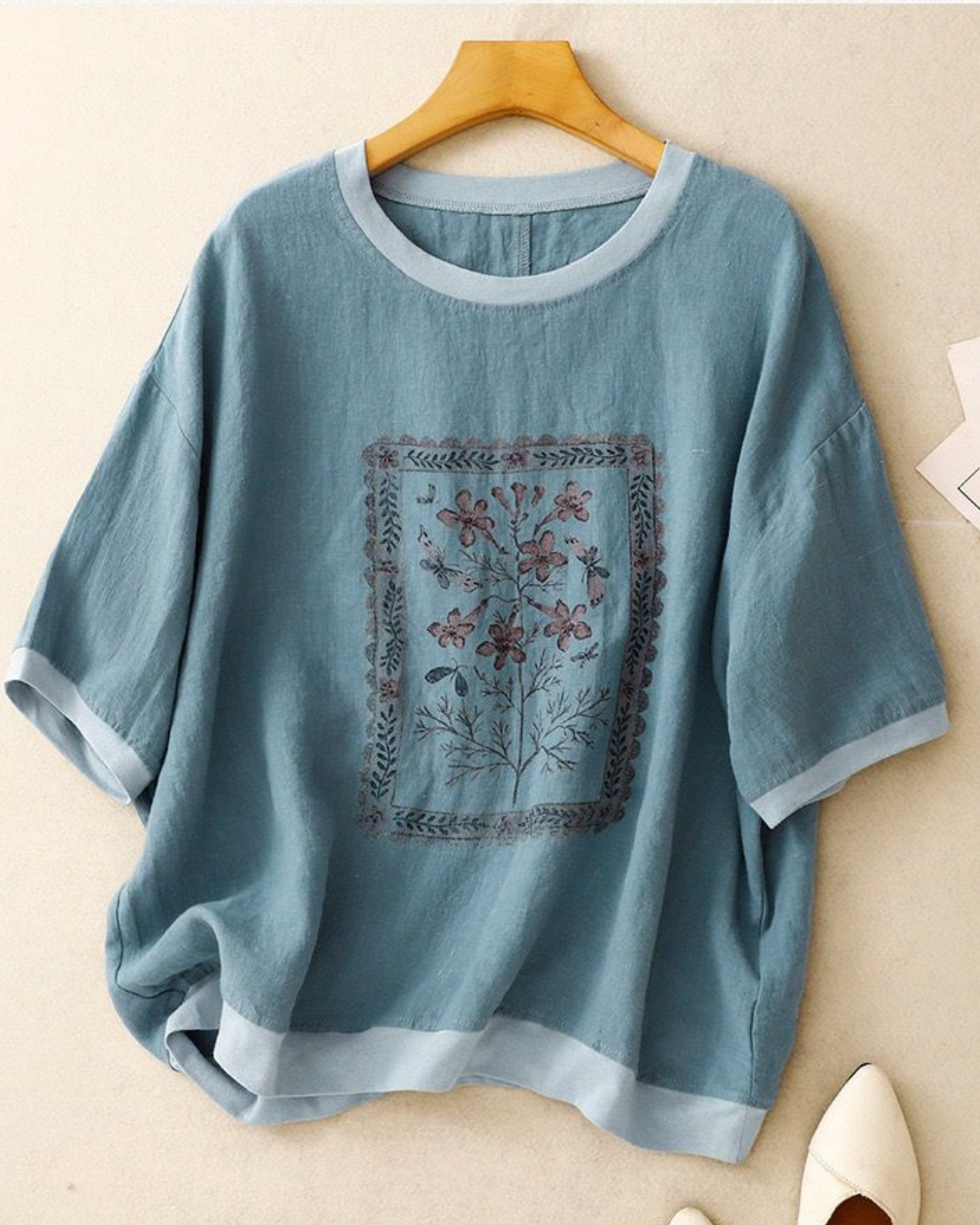 Pure Cotton Round Neck Printed Top T-Shirt