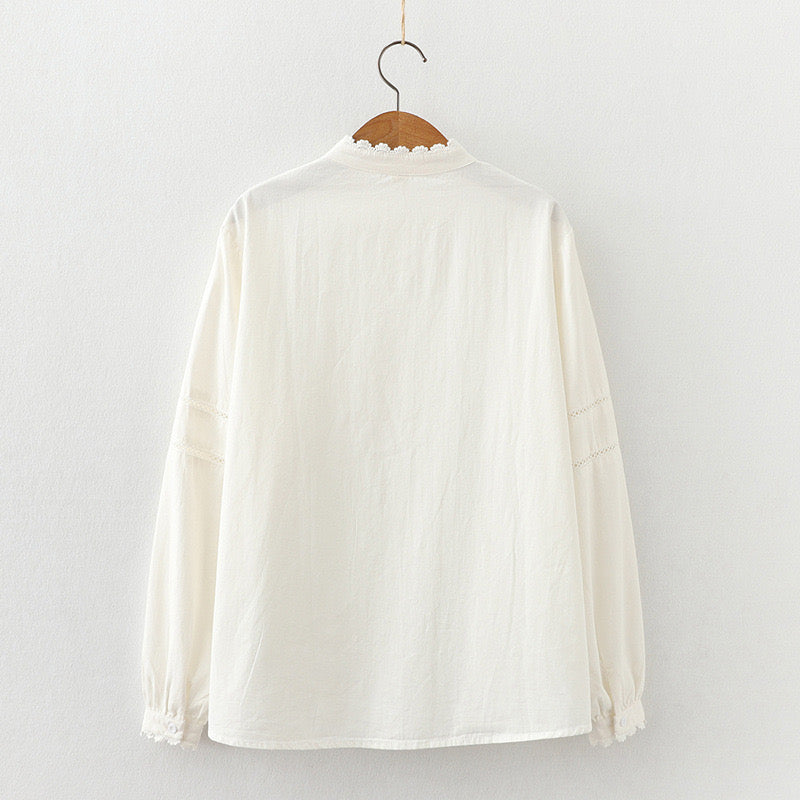 Pure Cotton Pleated Shirt With Lace Work