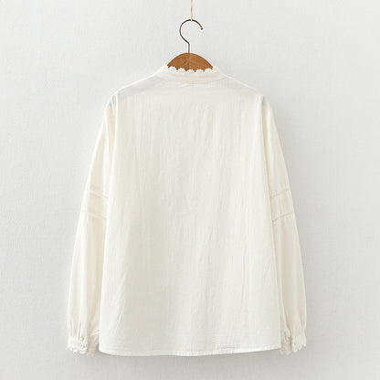 Pure Cotton Pleated Shirt With Lace Work