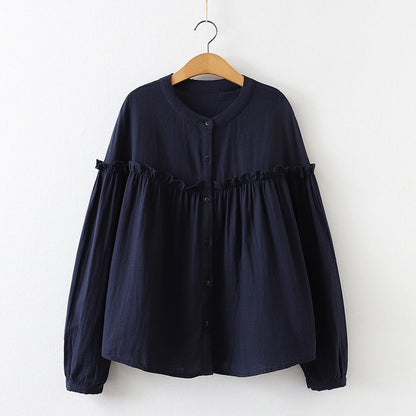 Pure Cotton Ruffle Shirt Top