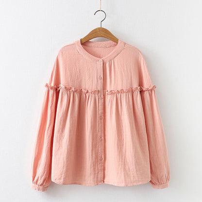 Pure Cotton Ruffle Shirt Top