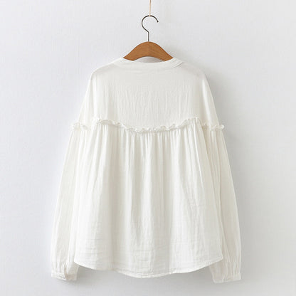 Pure Cotton Ruffle Shirt Top