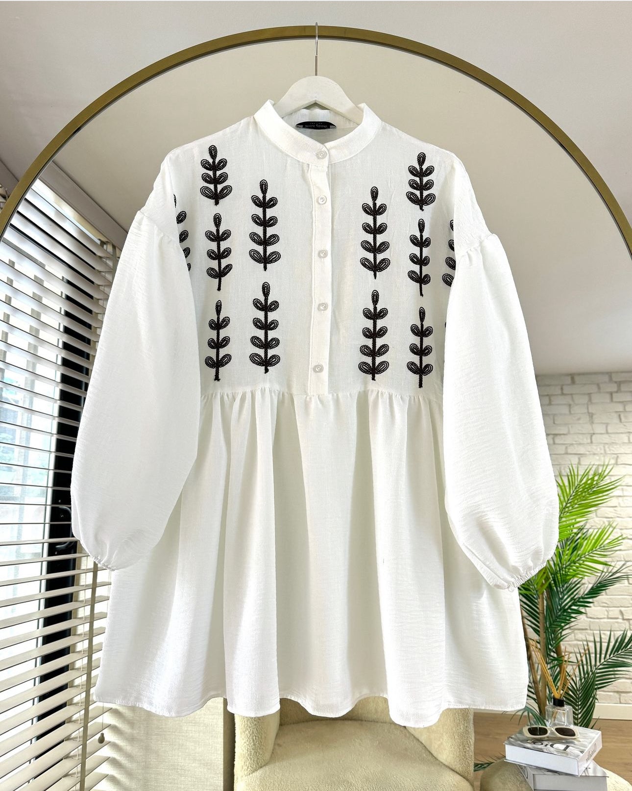 Pure Cotton Leaf Embroidered Long Tunic