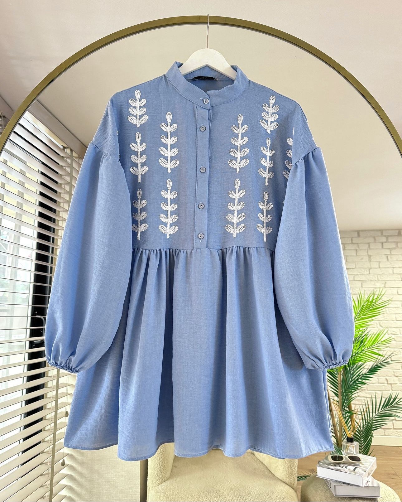 Pure Cotton Leaf Embroidered Long Tunic