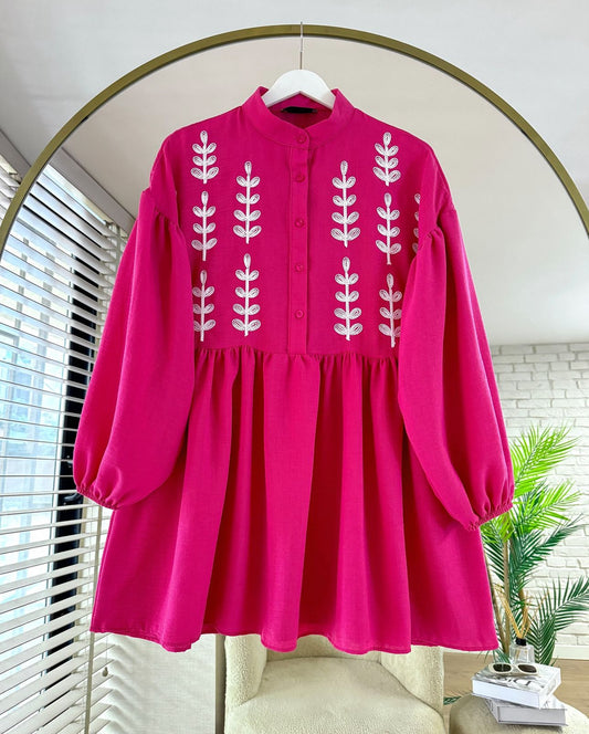 Pure Cotton Leaf Embroidered Long Tunic