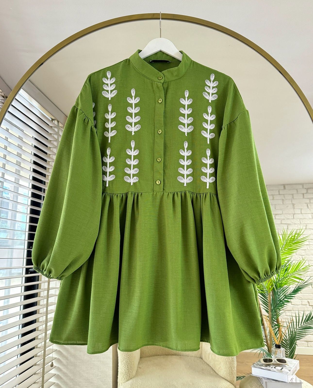 Pure Cotton Leaf Embroidered Long Tunic