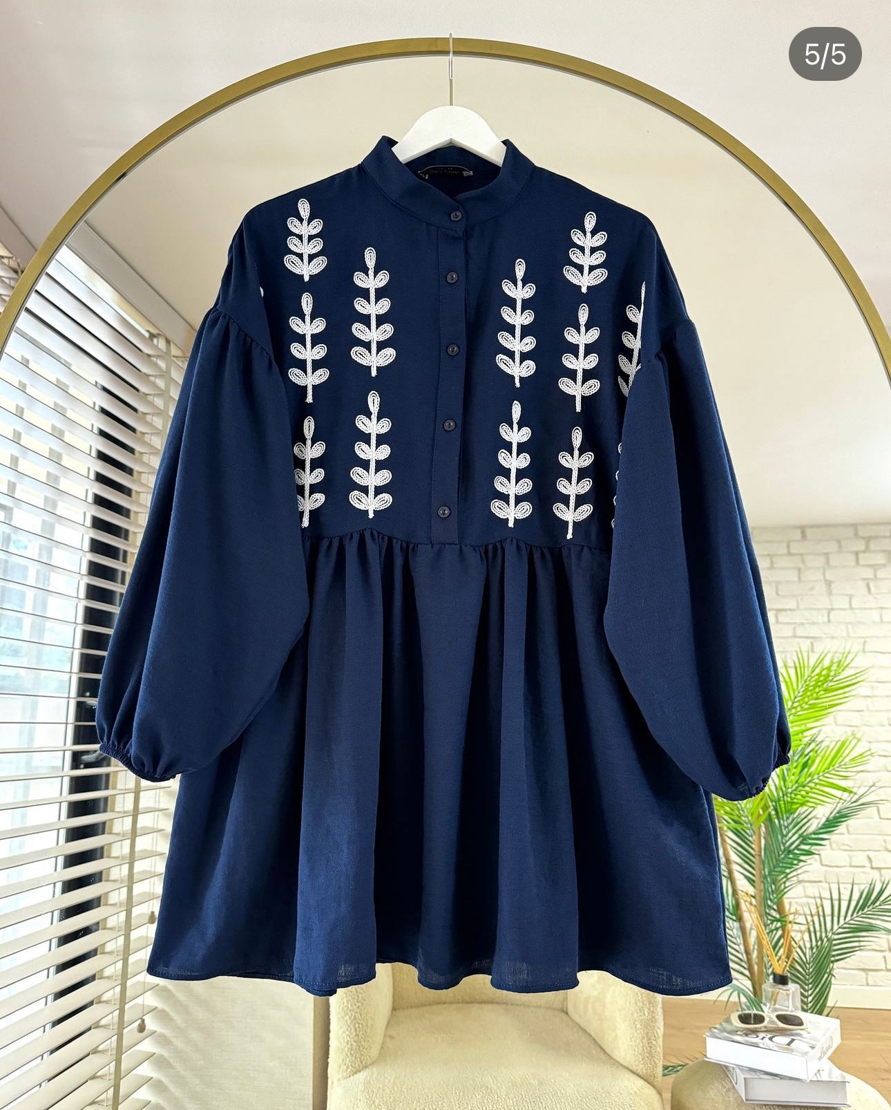 Pure Cotton Leaf Embroidered Long Tunic