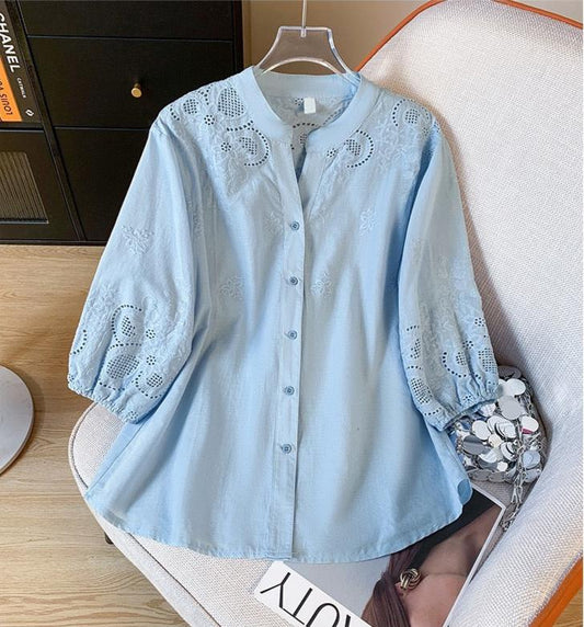 Pure Cotton Schiffly Embroidered Shirt