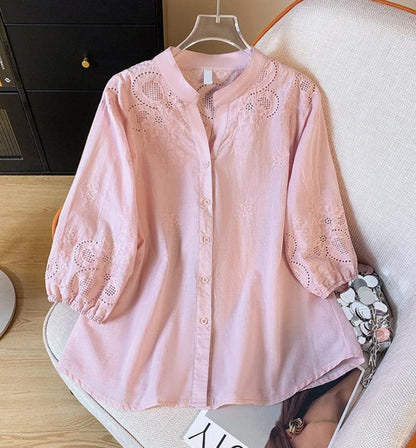 Pure Cotton Schiffly Embroidered Shirt