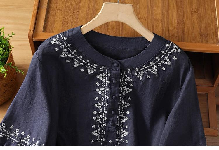 Pure Cotton Embroidered Round Neck Top