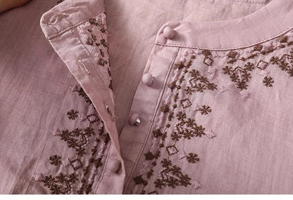 Pure Cotton Embroidered Round Neck Top