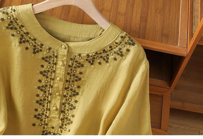 Pure Cotton Embroidered Round Neck Top