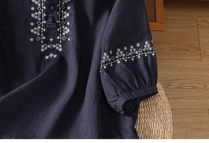 Pure Cotton Embroidered Round Neck Top