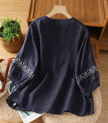 Pure Cotton Embroidered Round Neck Top