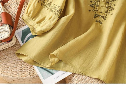 Pure Cotton Embroidered Round Neck Top