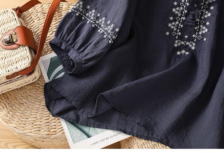 Pure Cotton Embroidered Round Neck Top