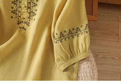 Pure Cotton Embroidered Round Neck Top