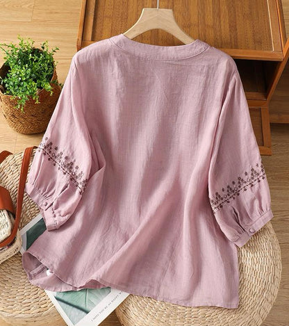 Pure Cotton Embroidered Round Neck Top