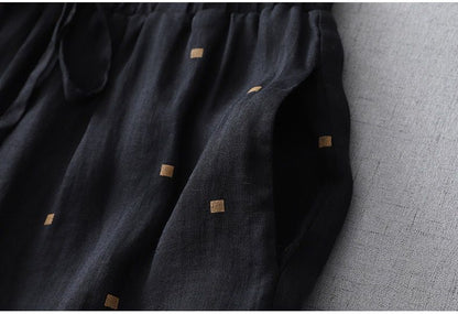 Pure Viscose Linen Printed Polkadot Plazo Pants for Women