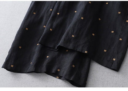 Pure Viscose Linen Printed Polkadot Plazo Pants for Women