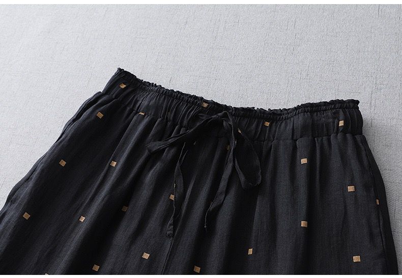 Pure Viscose Linen Printed Polkadot Plazo Pants for Women
