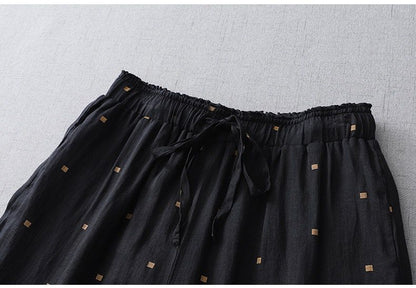Pure Viscose Linen Printed Polkadot Plazo Pants for Women