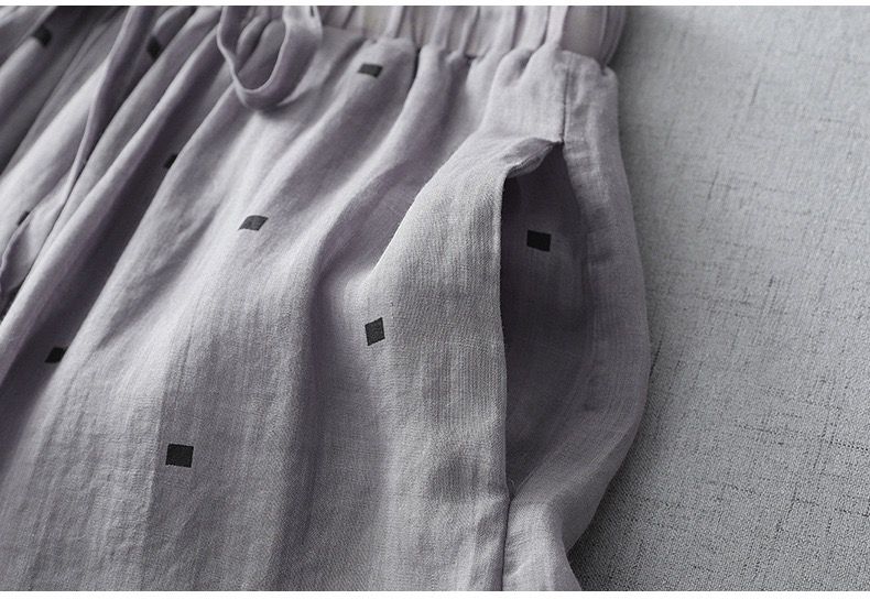 Pure Viscose Linen Printed Polkadot Plazo Pants for Women