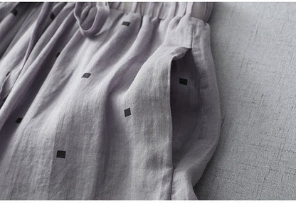 Pure Viscose Linen Printed Polkadot Plazo Pants for Women