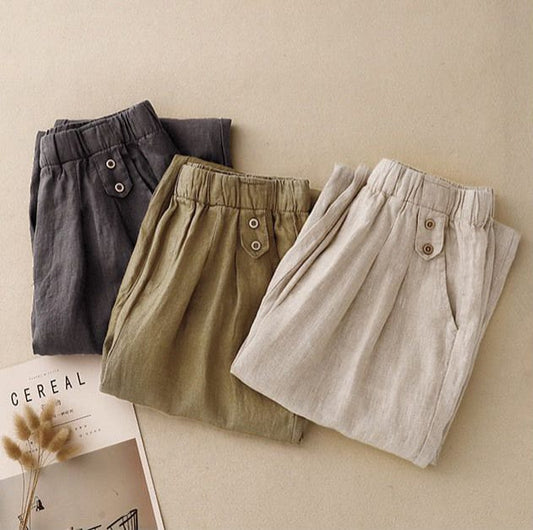 Pure Viscose Linen Relaxed Comfort Pants