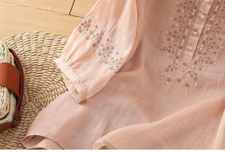 Pure Cotton Embroidered Round Neck Top