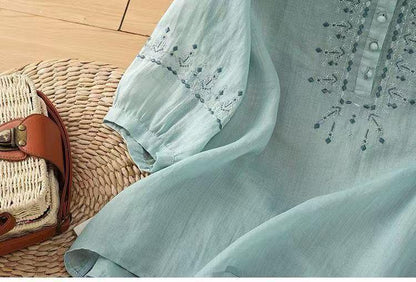 Pure Cotton Embroidered Round Neck Top