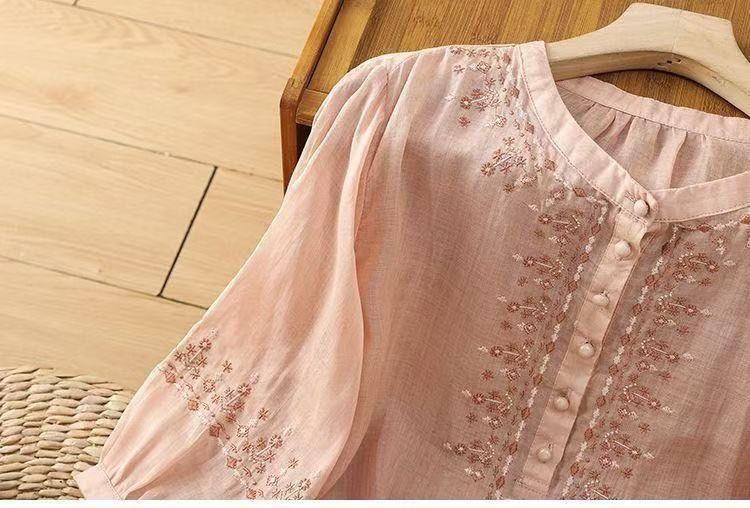 Pure Cotton Embroidered Round Neck Top
