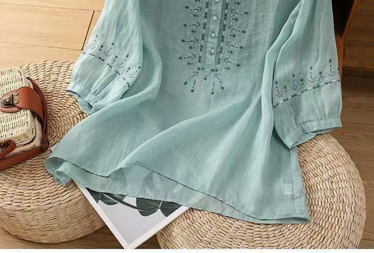 Pure Cotton Embroidered Round Neck Top