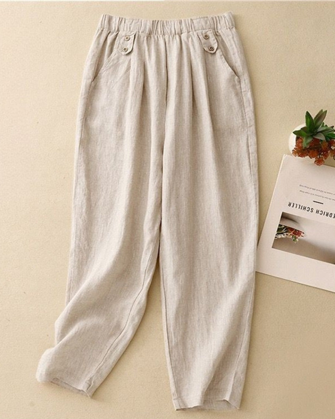 Pure Viscose Linen Relaxed Comfort Pants