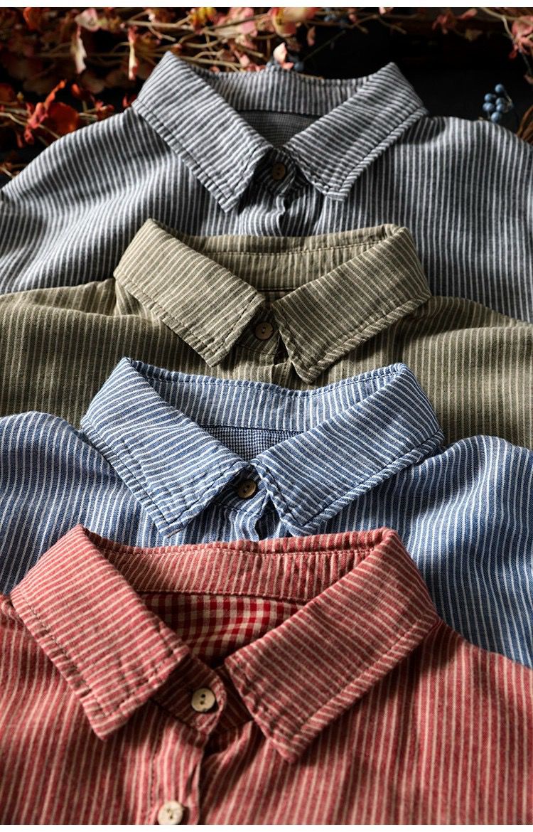 Pure Cotton Striped Shirt With Dual Front Pockets