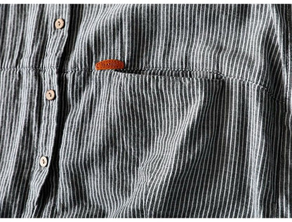 Pure Cotton Striped Shirt With Dual Front Pockets