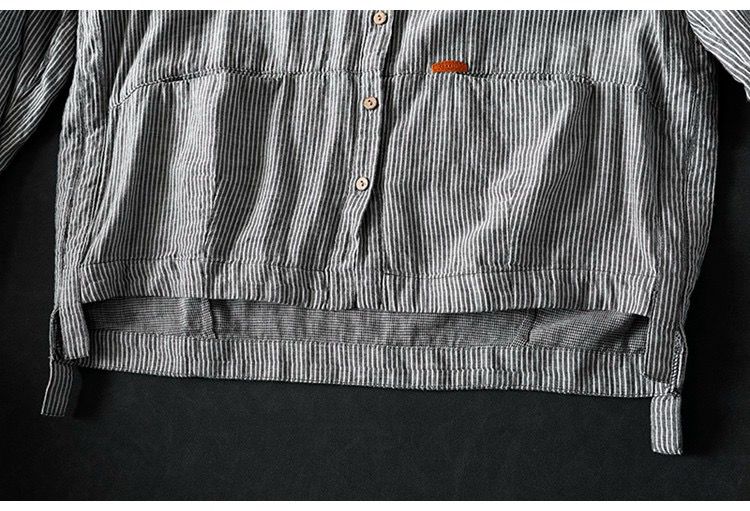 Pure Cotton Striped Shirt With Dual Front Pockets