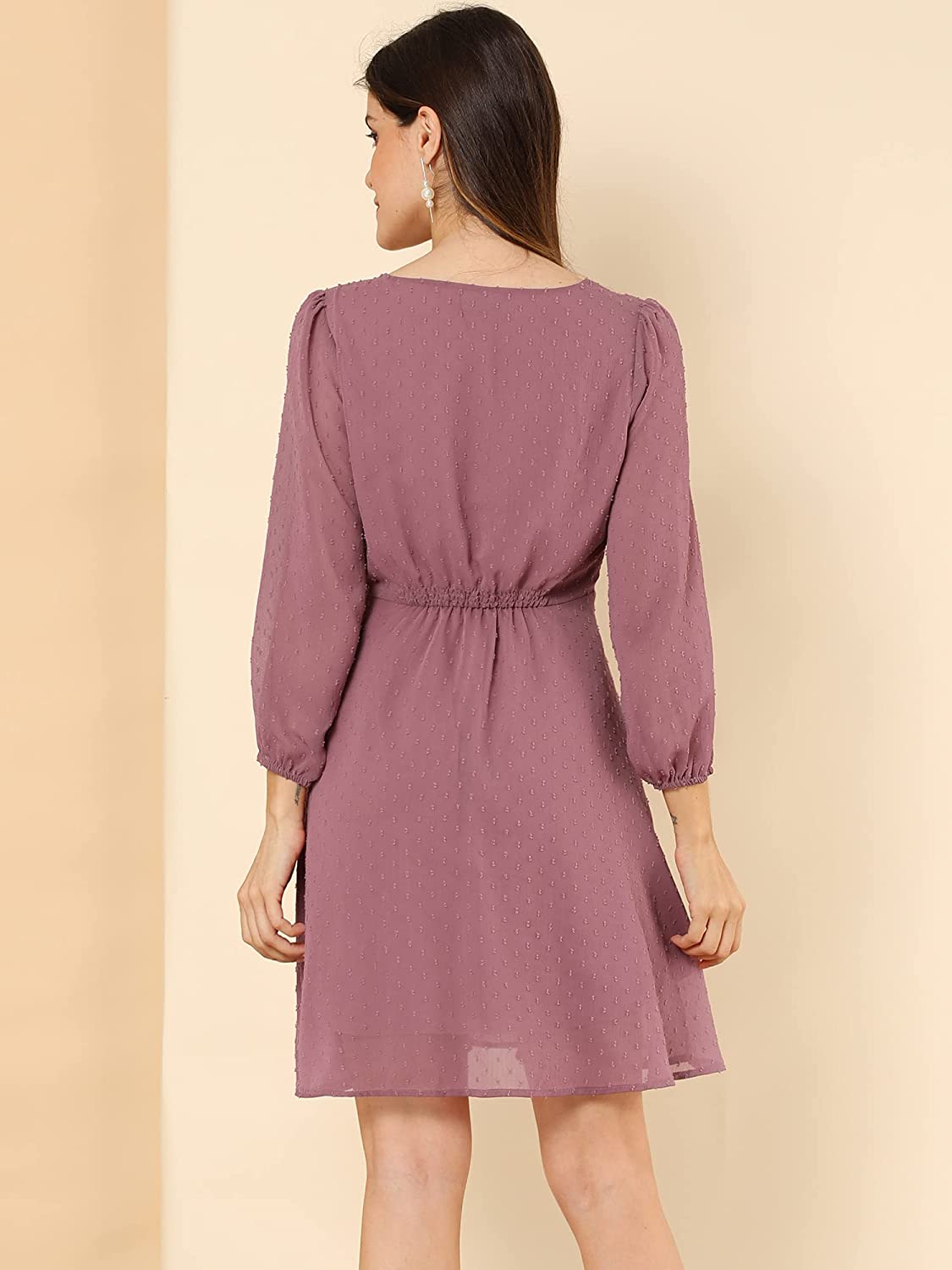 Rosy Brown Fit & Flare V-Neck Georgette Dress Rosy Brown Fit & Flare V-Neck Georgette Dress
